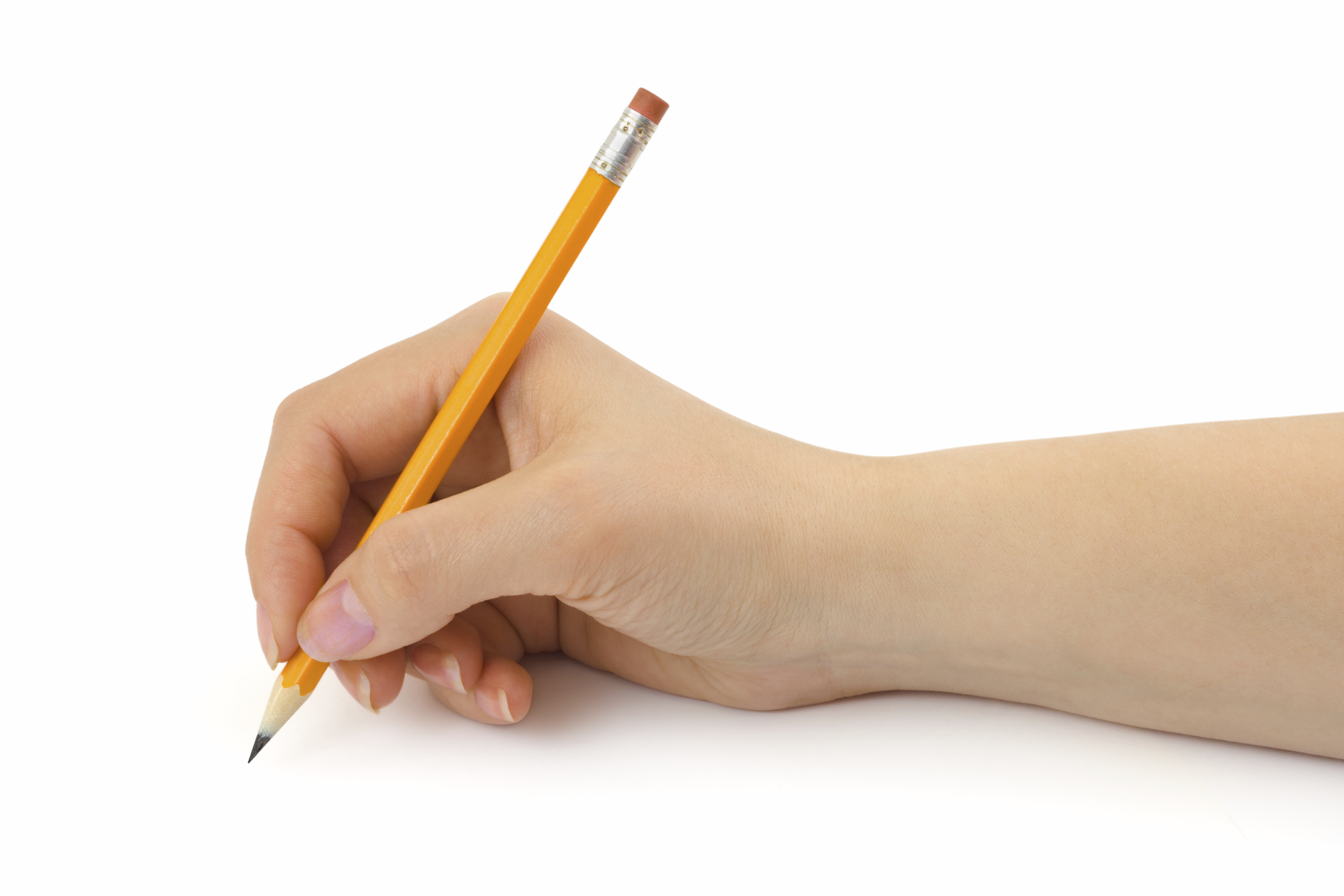 Pencil in woman hand